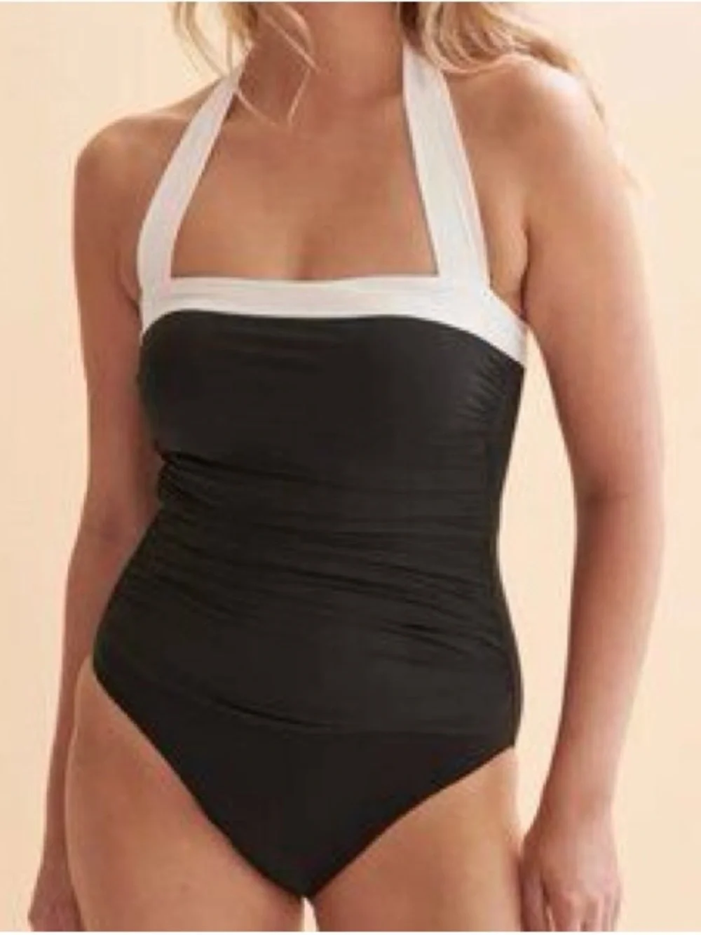 Lauren Ralph Lauren Black & White Halter One-Piece Swimsuit | Size 8